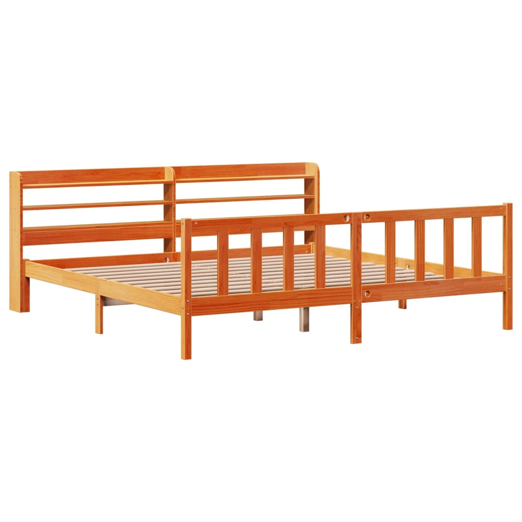 Bed Frame with Headboard without Mattress Wax Brown 200x200 cm